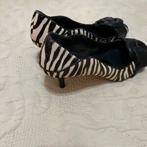 Max Studio Zebra Print Heels with Black Detail